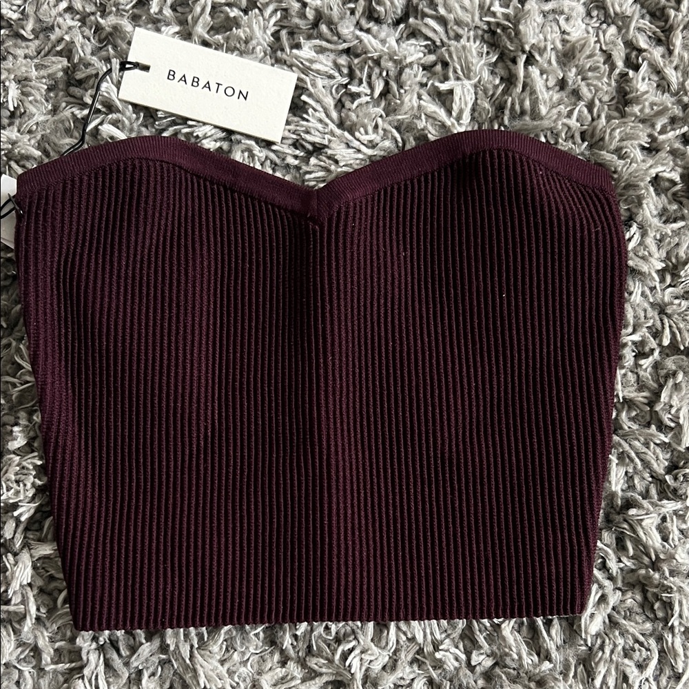 Babaton Burgundy Strapless Top